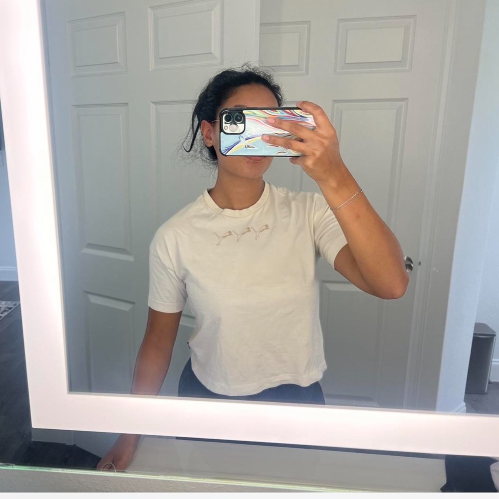 Puma Cream Crop Fitted Peter Pan Collar Tee